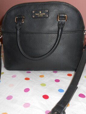 VGC Kate Spade Black Leather Dome Satchel Handbag Gold Hardware